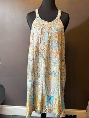 Altar'd State Paisley Maxi Dress in White, Blue, Orange, Green
